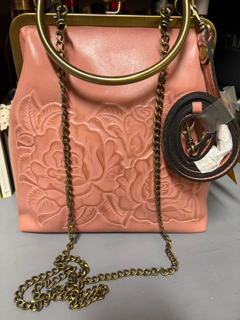 Patricia Nash Hand tooled Leather Kisslock Satchel
